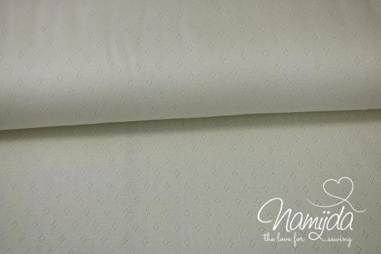 0,5 MTR. ♥ BAUMWOLLJERSEY POINTOILLE Lochstickerrei NATUR ♥