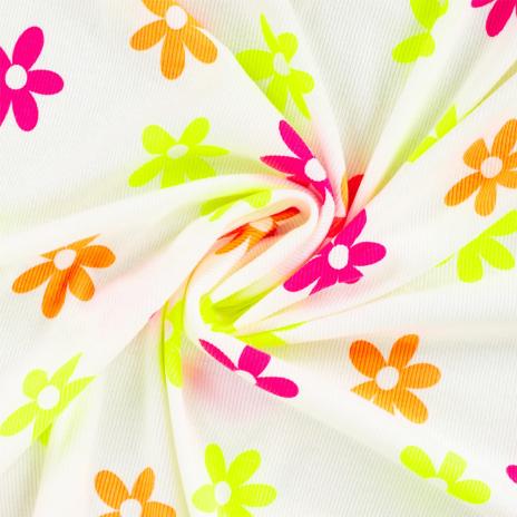 0,5 MTR. ♥ RIPPSTRICK JERSEY NEON DAISIES ♥