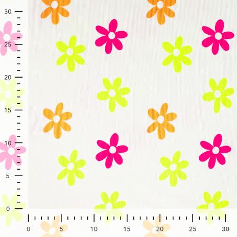 0,5 MTR. ♥ RIPPSTRICK JERSEY NEON DAISIES ♥