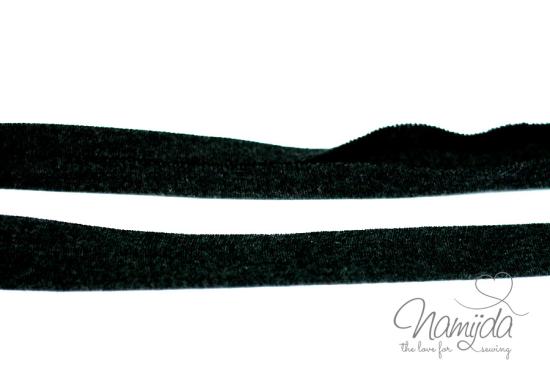 1 MTR. ♥ Elastisches Jersey Schrägband - Dunkelgrau meliert ♥