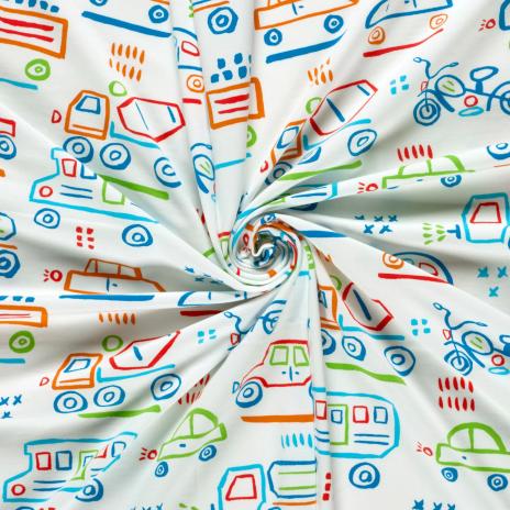 0,50 MTR.  ♥ BUNTE FAHRZEUGE JERSEY ♥