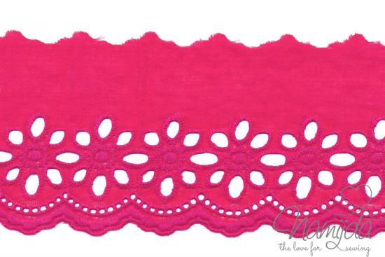 ♥1 Mtr. Wäschespitze - XXL Blütentraum 8cm - Pink ♥