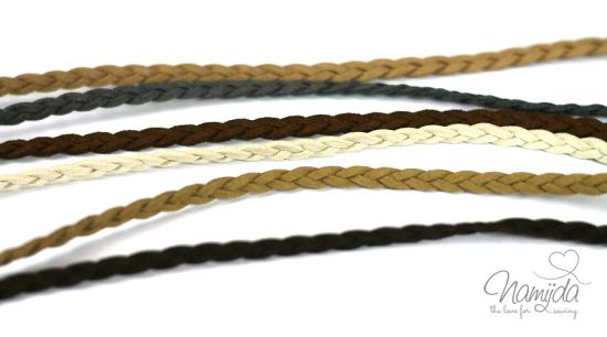 1Mtr. ♥ Geflochtenes Kunstlederband Natur Weiss ♥