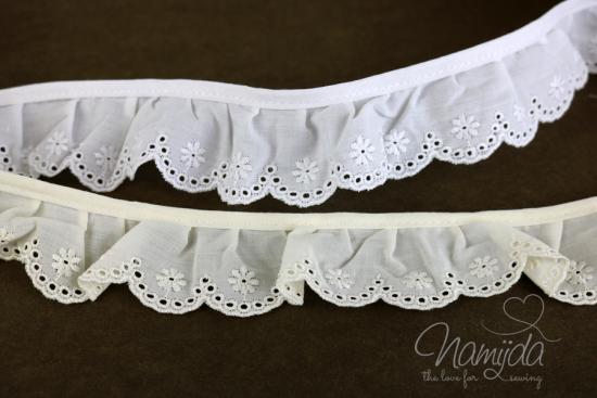 ♥1 Mtr. Wäschespitze gerüscht - 3,5 cm - CREME ♥