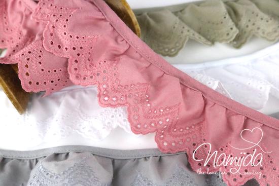 ♥1 Mtr. Wäschespitze WAVES gerüscht - NATURAL - 5cm ♥