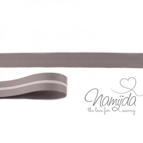1 MTR. ♥ Kunstleder Schrägband - Grau - 20mm - Einfassband ♥
