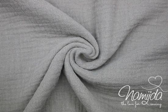 0,50 MTR. ♥ DouBLE GAUZE - Musselin GRAU - Baumwollstoff ♥