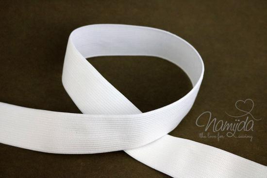 2,5 MTR. STÜCKE Soft Bund Gummiband 20mm - WeiSS