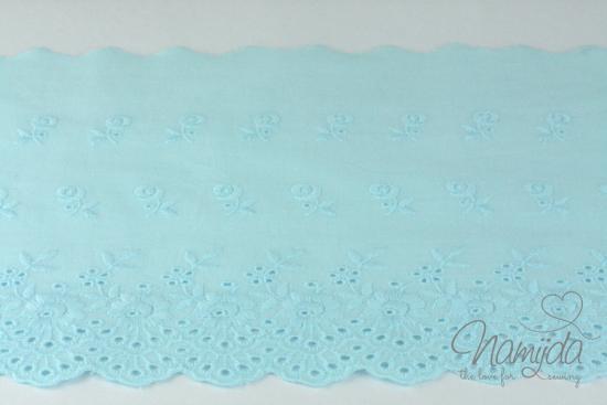 ♥1 Mtr. Wäschespitze -XXL Light BLUE FLOWERS  17,5cm ♥