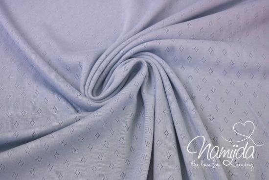 0,5 MTR. ♥ BAUMWOLLJERSEY POINTOILLE Lochstickerrei HeLLBLau ♥
