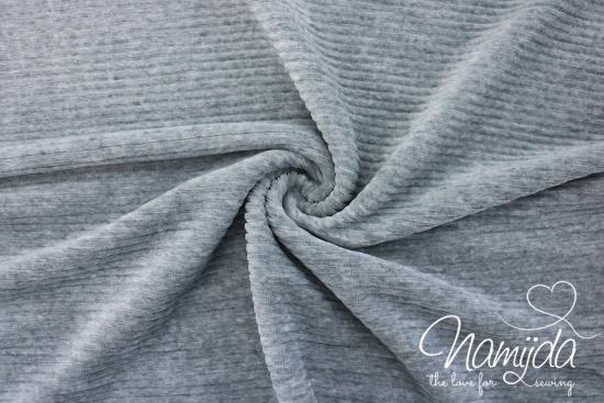 0,5 MTR. ♥ BREITCORD JERSEY - HELLGRAU MELIERT - ELASTISCH ♥