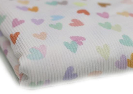 0,5 MTR. ♥ RIPPSTRICK JERSEY  PASTELL CoLoRFUL HEARTS ♥