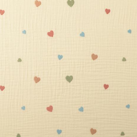 0,5 MTR. ♥ MuSSELIN GESTICKTE PASTELL HERZEN CREME ♥