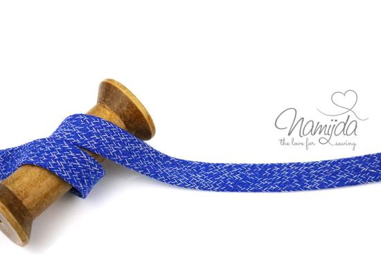 1 MTR. KORDEL Flach - KOBALT BLau/WeiSS MELIERT - 2cm