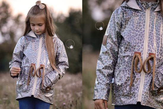 0,5 MTR. ♥ LEO GLITZER SCHIMMER REGENJACKEN STOFF - WASSERDICHT ♥