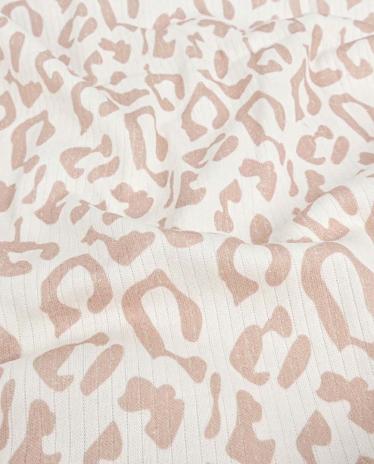 0,5 MTR. ♥ RIPPSTRICK SOFT LEO TAUPE JERSEY  - 100% BAUMWOLLE ♥