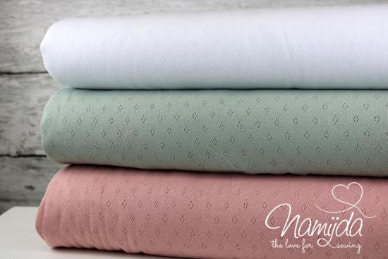 0,5 MTR. ♥ BAUMWOLLJERSEY POINTOILLE Lochstickerrei HELLGRau MeLIERT ♥