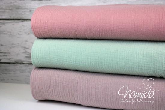 0,50 MTR. ♥ DouBLE GAUZE - Musselin GRAU - Baumwollstoff ♥
