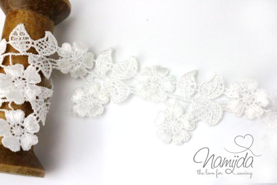 1 MTR. ♥ BLuMEN & BläTTER BORTE - NATUR - 60mm ♥