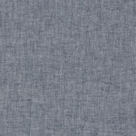 0,5 MTR. ♥ FISCHGRÄT BAUMWOLL LEINEN -  NAVY ♥