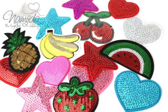 1 Stück ♥ Pailetten PaTCH - STERN SCHWARZ - 7cm ♥