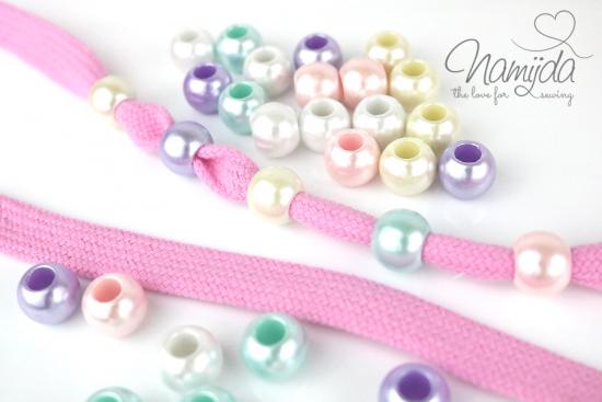 30 Stück ♥ PERLMUTT PEARLS - WeiSS/CREME/RoSA PERLENMiX - 13mm ♥