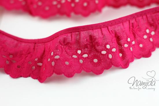 ♥1 Mtr. Wäschespitze gerüscht -  5cm - PINK ♥