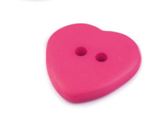 1 Stück - HERZ Knopf - PINK MATT - 18mm