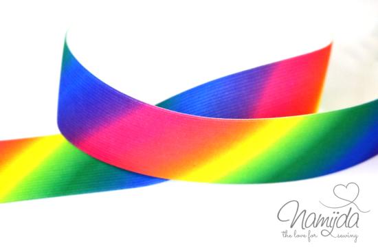 1 MTR. Regenbogen Gummiband 40mm