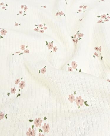 0,5 MTR. ♥ RIPPSTRICK FLEUR DE ROSE - TAUPE JERSEY  ♥