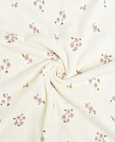 0,5 MTR. ♥ RIPPSTRICK FLEUR DE ROSE - TAUPE JERSEY  ♥