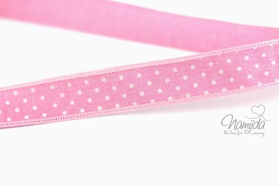 1 MTR. ♥Jeans Band mit Spitze / gepunktet / Rosa 25mm♥
