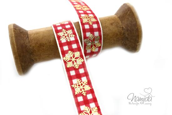 1 MTR. RIPSBAND / WEBBAND SCHNEEFLOCKE - 16mm