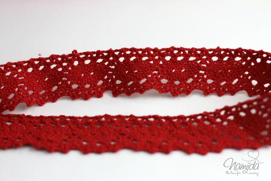 1 MTR. ♥KLÖPPELSPITZE - ROT - 2,5cm extra breit ♥