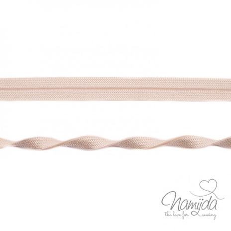 1 MTR. ♥ Elastisches Einfassband JACQUARD - Sand - 20mm - Glänzend ♥