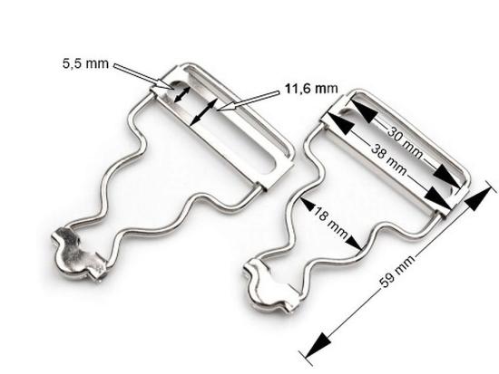 1 Stück SCHNALLE FüR LATZHOSEN SILBER; LATZKLEIDER - 30mm
