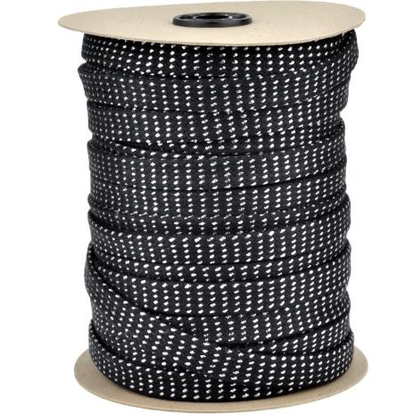 1 MTR. FLACHE METALLIC BAUMWOLLKORDEL SCHWARZ/SILBER - 2CM