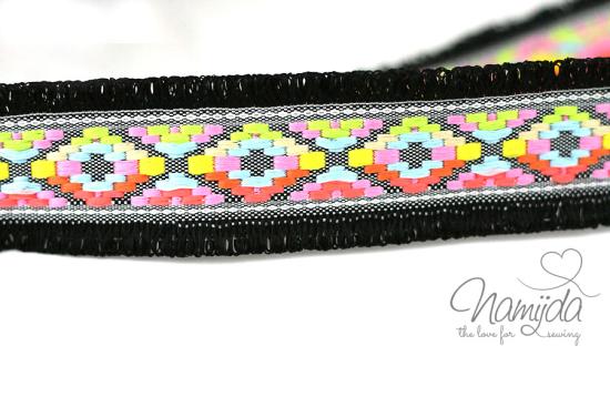 ♥1 Mtr. IBiZA Fransenband SCHwARZ -4,5cm ♥