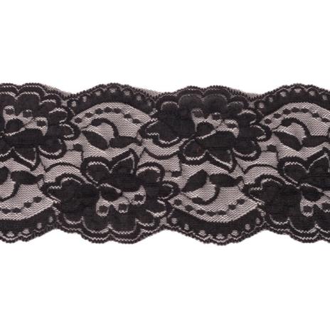 1 MTR. ♥XL Elastische Spitzeborte - SCHwARZ - 9,5cm ♥