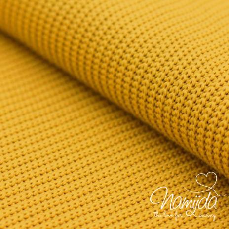 0,5 MTR.  BAUMWOLL GROBSTRICK SENF - STRICKSTOFF