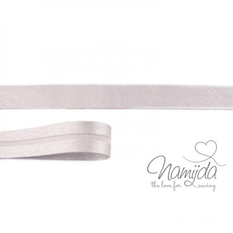 1 MTR. ♥ Kunstleder Schrägband - Silber - 20mm - Einfassband ♥