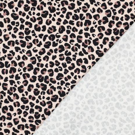 0,5 MTR. ♥ LEO SMILEY BEIGE KOMBI - FRENCH TERRY ♥