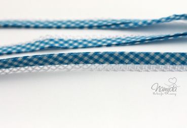 1 MTR. ♥SCHRÄGBAND - Häkelborte - Vichy TÜRKIS♥