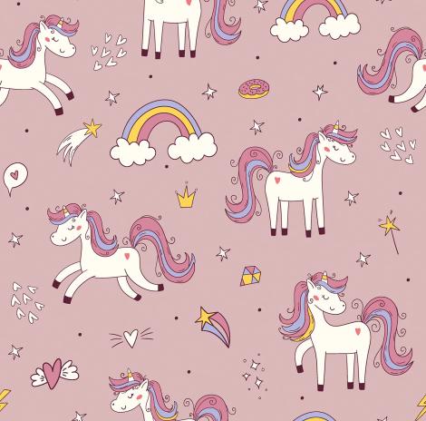 0,5 MTR. UNICORN EINHORN LOVE - FRENCH TERRY