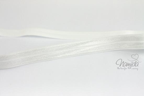 1 MTR. ♥ Elastisches Einfassband - Weiss - Falzgummi - Glänzend ♥