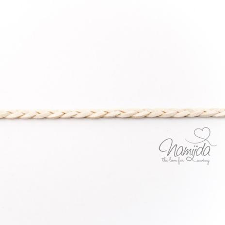 1Mtr. ♥ Geflochtenes Kunstlederband Natur Weiss ♥