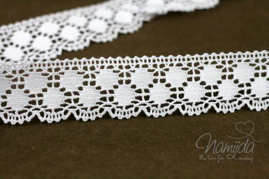 1 MTR. ♥ KLÖPPELSPITZE DOTS - Extra Breit - WEISS - 4,5cm ♥