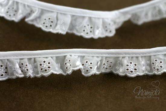 ♥1 Mtr. Wäschespitze gerüscht -  2,5cm - WEISS  ♥