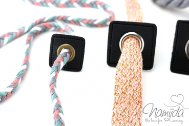 1 STÜCK KuNSTLEDER ÖSEN Patch SCHWARZ - 8mm - BRONZE