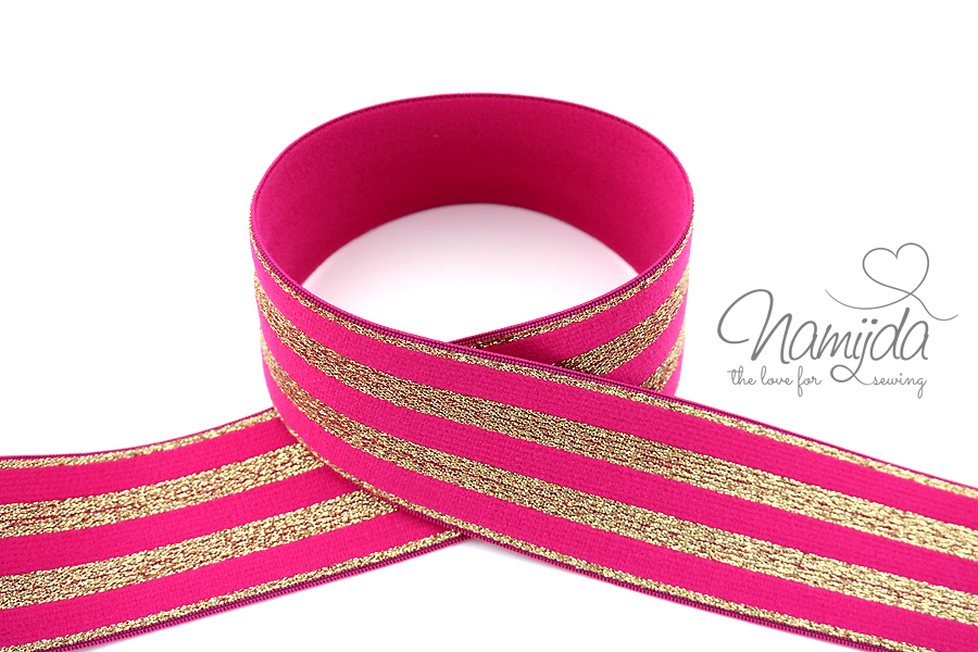 Schrägband elastisch Glitzer Saumband Webband Lurex Gummiband pink 20mm Schrägband elastisch Glitzer Saumband Webband Lurex Gummiband pink 20mm